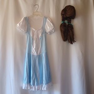 The Wizard Of Oz Halloween Costume Dorothy Dress And Wig Cosplay Women's Sz S/M